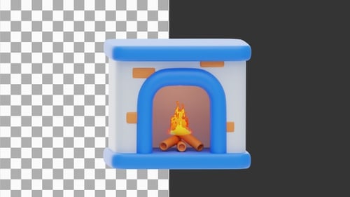 3D Animation of Elegant Fireplace for a Cozy Living Room | Alpha Channel