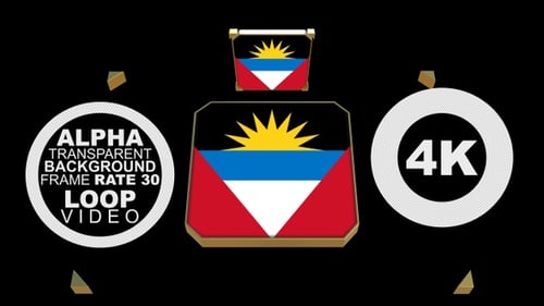 3D Antigua and Barbuda Flag Reveal with Golden Frame
