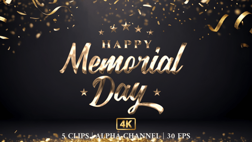 Happy Memorial Day Text Animation