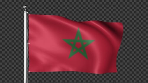 Morocco National Flag Waving Loop with Alpha Channel
