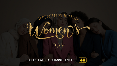 International Women's Day Glitter Script Text Reveal Animation