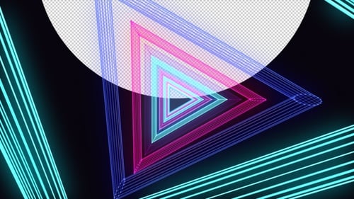 Triangles Abstract Neon Lights Transparent Background