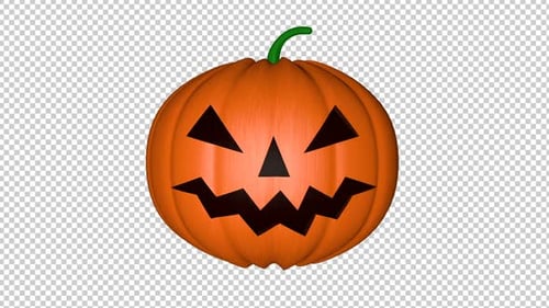 Calabazas de Halloween aisladas giratorias en Alpha Channel, Loop