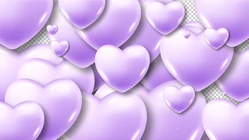 Floating Glossy Purple Hearts Animation