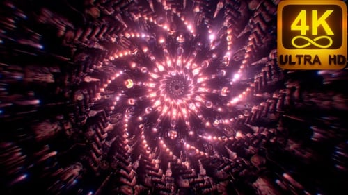 Lila Meditierende Heilige Geometrie 3d abstraktes Mandala 4k helles Muster digitaler Hintergrund vj loop