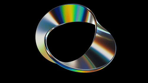Abstract Object Torus Circle Twist Metal Steel Glossy Reflection Chrome Holographic Hologram Trance
