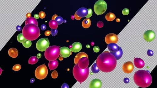 Colorful Metallic Balloons Flying Upwards Background