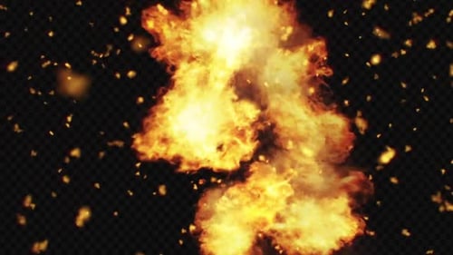 Realistic Fire Explosion with Burning Embers Overlay