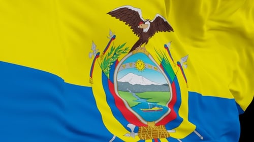 Ecuador National Flag Waving Vertically with Alpha Channel