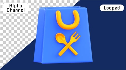 Animated 3D Icons: Shopping, Food, and Delivery Service
