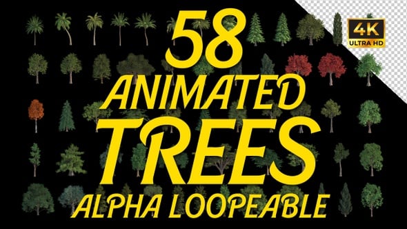 58 Animated Trees Alpha Loop Pack 4K, Backgrounds Motion Graphics ft ...
