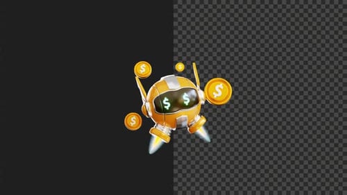 Animated 3D Money Robot Generating Coins