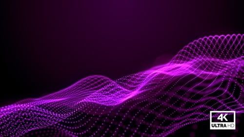 Glowing Purple Digital Wave Particle Flow Background Loop