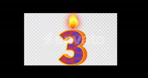 Number Three Birthday Candle Alpha