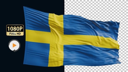 Realistic Waving Sweden National Flag Animation
