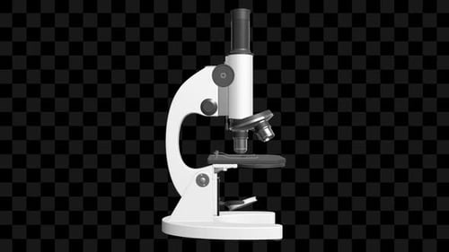 Microscope rotating on alpha channel background