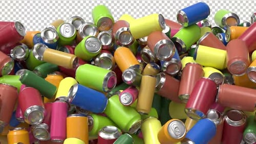 Colorful Beverage Cans Filling and Draining Animation