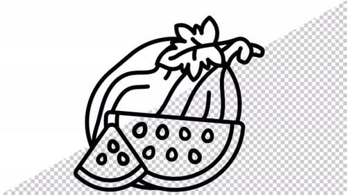 Animation en boucle d'icône de pastèque Summer Line avec fond transparent