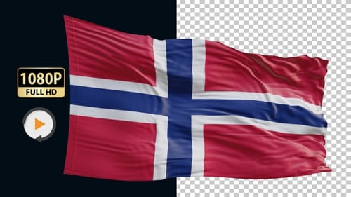 Seamless Looping Norwegian Flag with Realistic Fabric Movement