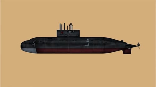Animated 2D Submarine Moving Across Screen with Alpha Channel