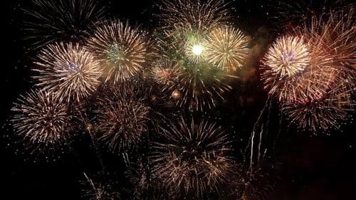 Brilliant Fireworks Exploding in the Dark Night Sky