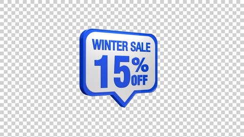 Animated 3D Winter Sale 15% Off Discount Tag