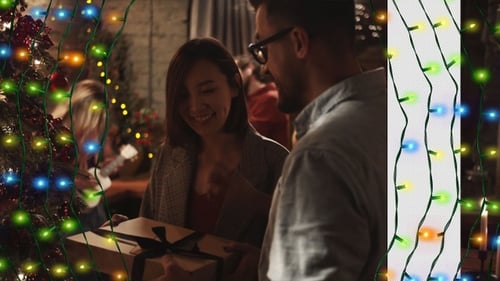 Twinkling Christmas Lights Vertical Border