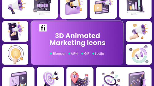 30 3D Animated Marketing Icon Set