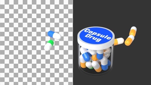 3D Animation of Filling Jar with Capsules | Alpha Channel