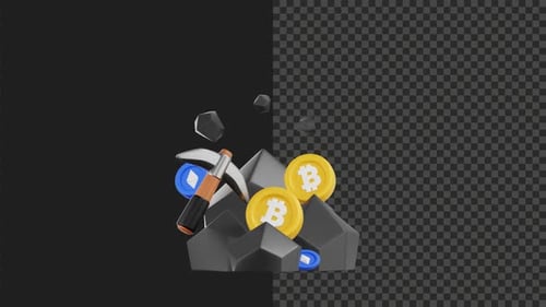 3D Crypto Mining Icon Animation – Digital Coin Mining 4K