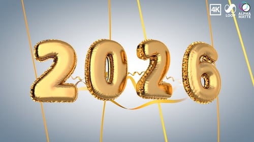 Neues Jahr 2026 In Goldenen Luftballons