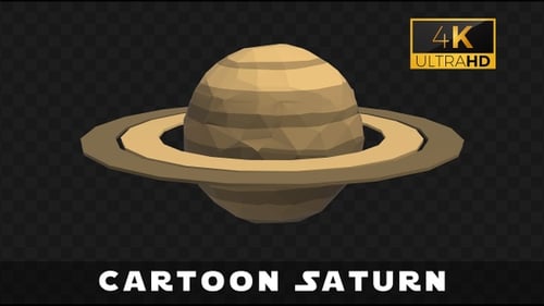 Cartoon Saturn Rotate and Loop in alpha channel