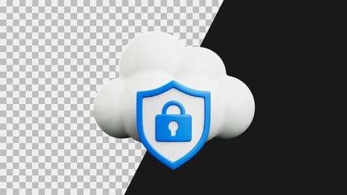 3D Animation Icon of Cloud Security | Alpha Channel