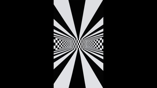 Hypnotic Geometric Tunnel Loop Background in Black and White