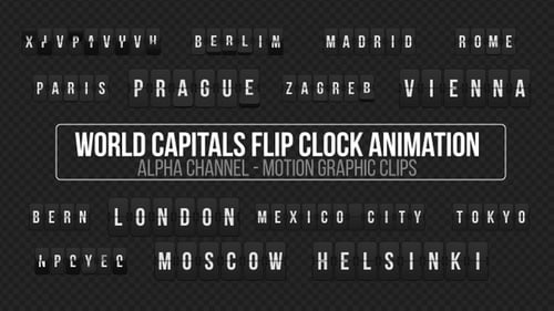 Flipclock-Animation mit den Hauptstädten der Welt