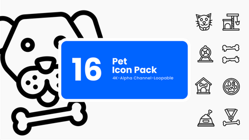 Pets & Veterinary Animated Icons – Food, Toys, Grooming (Loopable 4K)