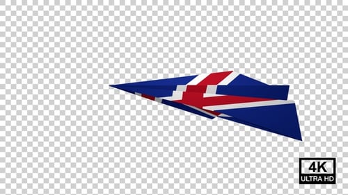Iceland Flag Paper Airplane Flying Animation