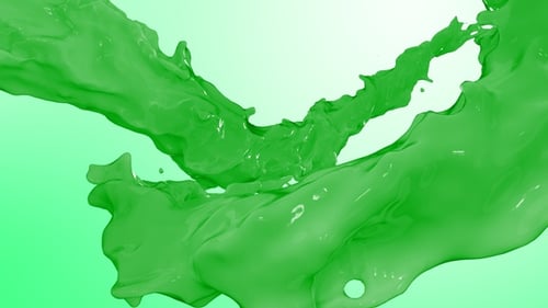 Green Paint Flow And Splash