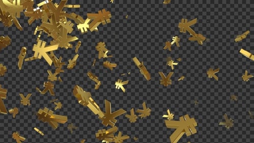 Falling Yen Currency Symbol Golden Loop V2