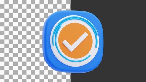 Animação 3D do símbolo da marca de verificação | Alpha Channel