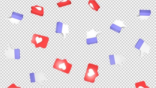 Thumbs Up and Hearts Social Media Message Package on Alpha Channel, Loop