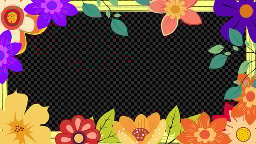Colorful Flat Design Animated Floral Frame Set