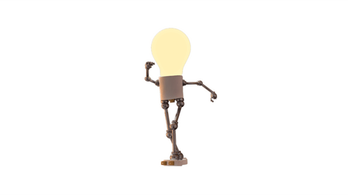 3D Animated Lightbulb Character Dancing and Waving