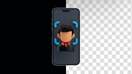 3D Animation of Face scan authentication on smartphone