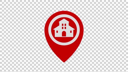 Animated Modern House Location Pin Icon Reveal