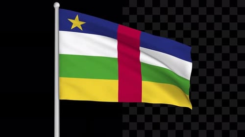 Central African Republic Flag Waving with Alpha Channel