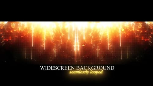 Dynamic Widescreen Background with Glowing Particle Lights and Grid