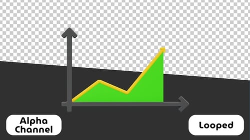 3D Animated Growth Area Graph with Upward Trend | Alpha Channel