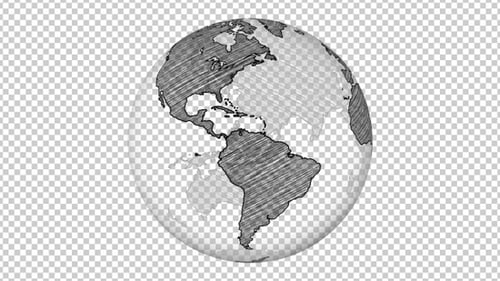 Hand-Drawn Rotating Earth Globe Sketch Animation
