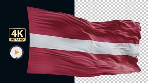 Latvia Flag Waving with Realistic Fabric Texture
